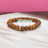 White Sandalwood (Safed Chandan) Bracelet with natural 8MM beads, lab certified, stretchable design, promoting peace, focus, and spiritual growth.