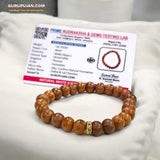 White Sandalwood (Safed Chandan) Bracelet with natural 8MM beads, lab certified, stretchable design, promoting peace, focus, and spiritual growth.