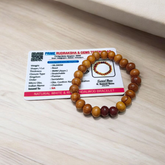 White and Red Sandalwood Beads Bracelet, 8mm Beads on Stretchable Thread, Lab Certified Spiritual Bracelet