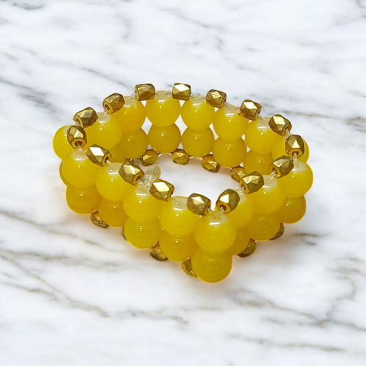 Yellow Agate Bracelet | 8mm Beads Stretchable Bracelet | Lab Certified