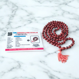 mage showing a Combo of 4 Jaap Malas (Rudraksha, Sphatik, Red & White Chandan) placed neatly with 108+1 beads in each, ideal for meditation and chanting