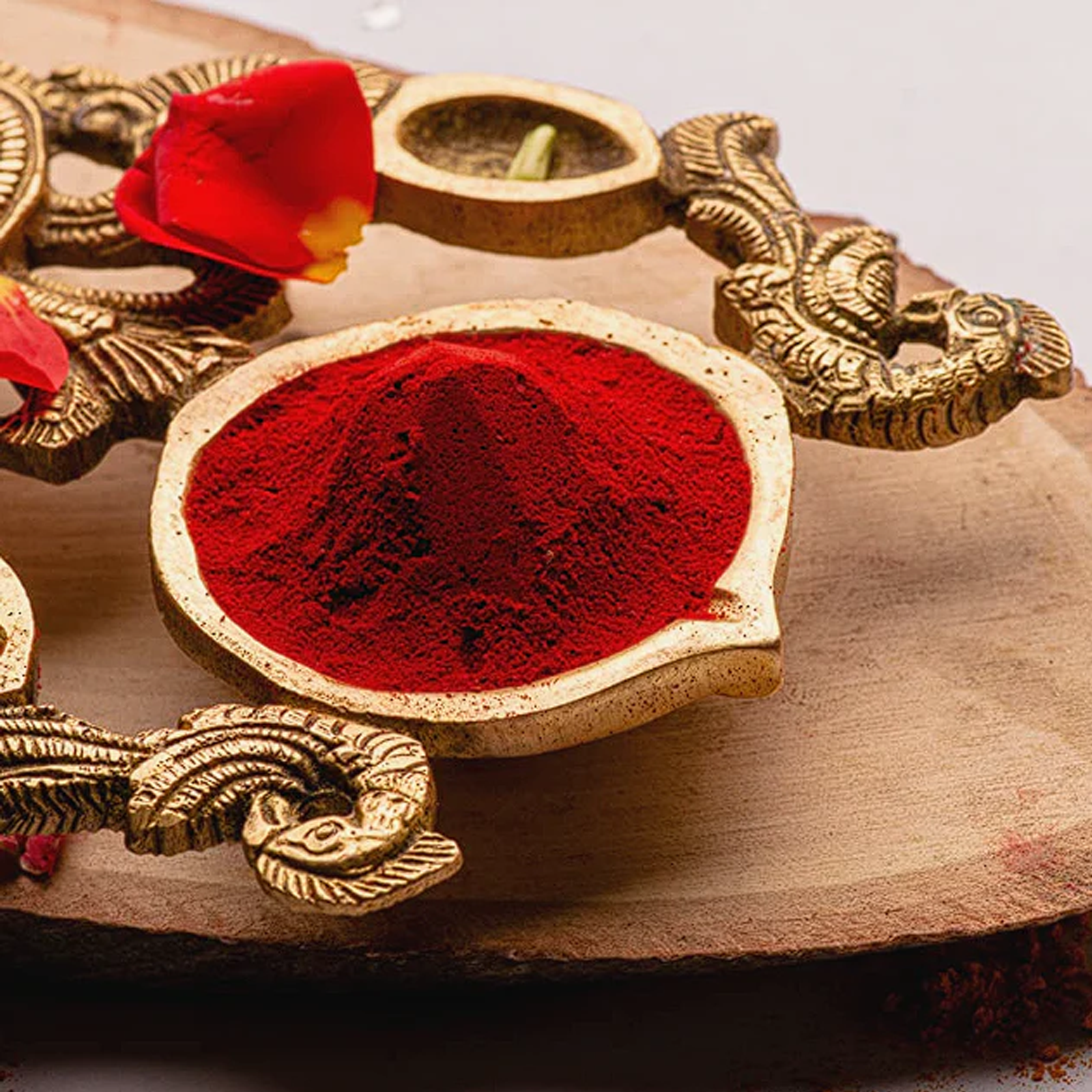 100% Organic Kum Kum Powder (Roli) for Tilak, ideal for pooja and religious ceremonies.