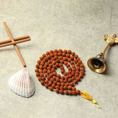 Combo of 5 Mukhi Rudraksha Mala & Red Pooja Aasan with Gomukhi Bag | Lab Certified