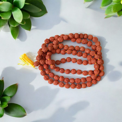 108+1 Beads Rudraksha Mala, lab-certified 5 Mukhi Rudraksha Jaap Mala by Gurupujan, ideal for chanting and meditation on the go