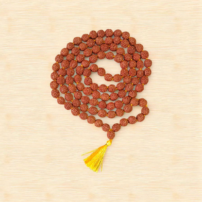 108+1 Beads Rudraksha Mala, lab-certified 5 Mukhi Rudraksha Jaap Mala by Gurupujan, ideal for chanting and meditation on the go