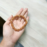 3 Mukhi Rudraksha Bracelet with natural brown beads on stretchable thread, lab certified for spiritual healing and confidence