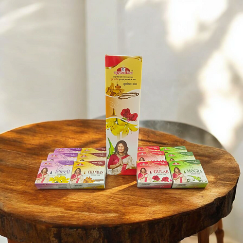 4 In 1 Dhoop Cone Set of 12 – Mogra, Gulab, Lily & Chandan Incense – gurupujan