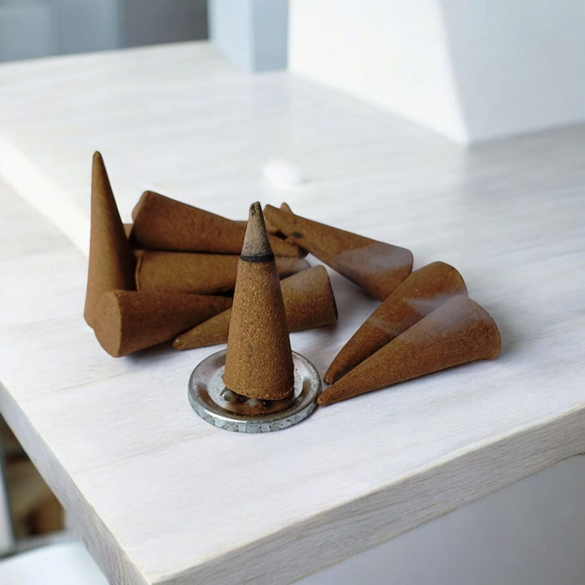4 In 1 Dhoop Cone Set of 12 with Mogra, Gulab, Lily, Chandan, and Cobb fragrances, perfect for meditation and spiritual rituals