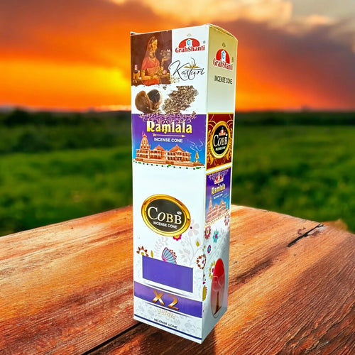 4 in 1 Dhoop Cone Set of 12 – X2, Kasturi, Ramlala & Cobb Incense – gurupujan