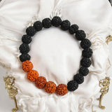 5 Mukhi Rudraksha Bracelet - Black &amp; Brown Mix – Lab Certified for protection, mental clarity, and spiritual growth