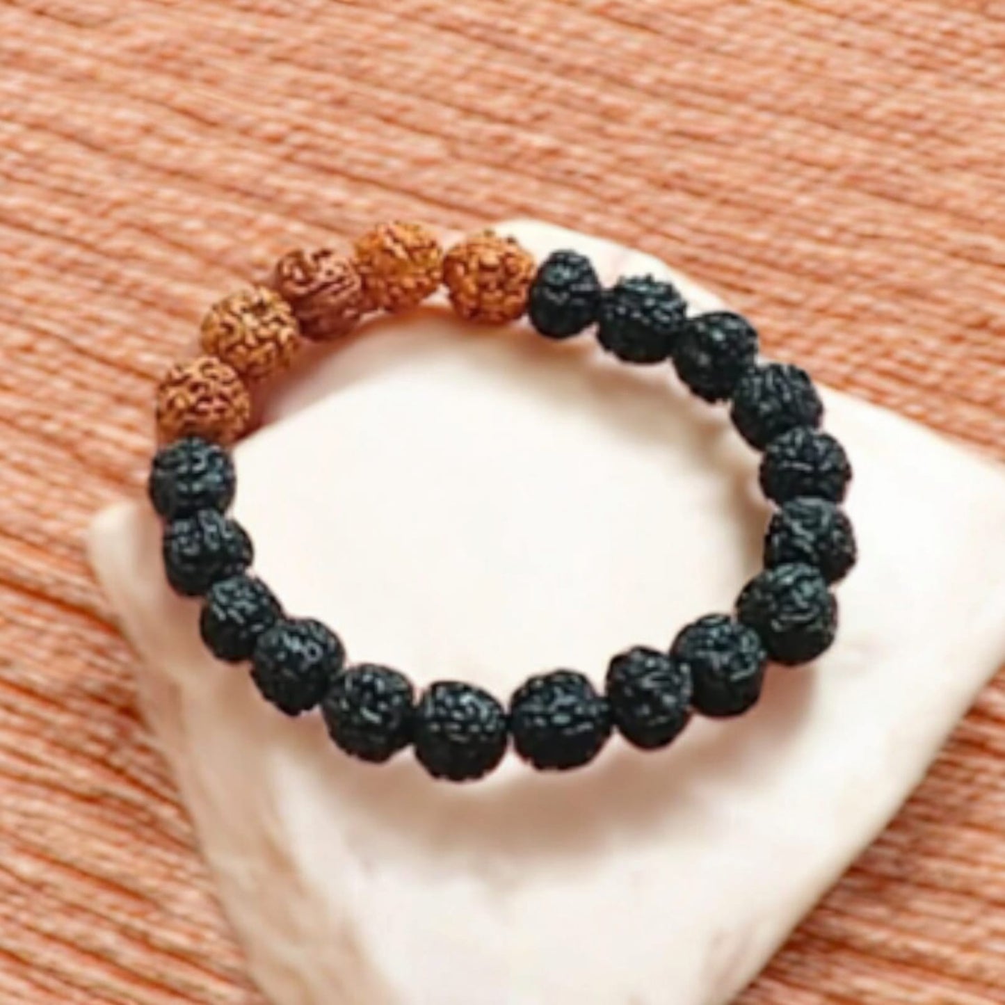 5 Mukhi Rudraksha Bracelet - Black &amp; Brown Mix – Lab Certified for protection, mental clarity, and spiritual growth