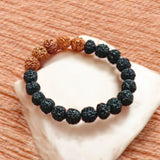 5 Mukhi Rudraksha Bracelet - Black &amp; Brown Mix – Lab Certified for protection, mental clarity, and spiritual growth