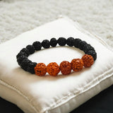 5 Mukhi Rudraksha Bracelet - Black &amp; Brown Mix – Lab Certified for protection, mental clarity, and spiritual growth