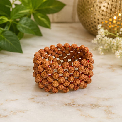 5 Mukhi Rudraksha Bracelet 7MM Multi Layer Stretchable Lab Certified for Spiritual Wellness