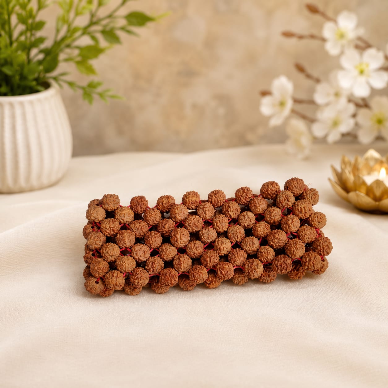 5 Mukhi Rudraksha Bracelet 7MM Multi Layer Stretchable Lab Certified for Spiritual Wellness