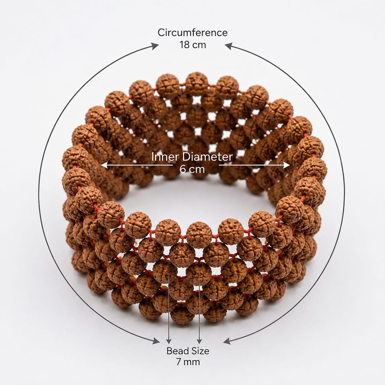 5 Mukhi Rudraksha Bracelet 7MM Multi Layer Stretchable Lab Certified for Spiritual Wellness