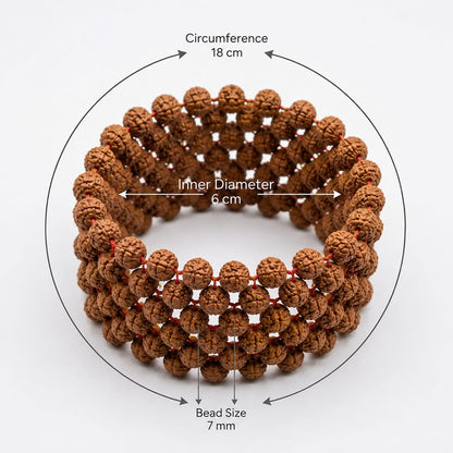 5 Mukhi Rudraksha Bracelet 7MM Multi Layer Stretchable Lab Certified for Spiritual Wellness