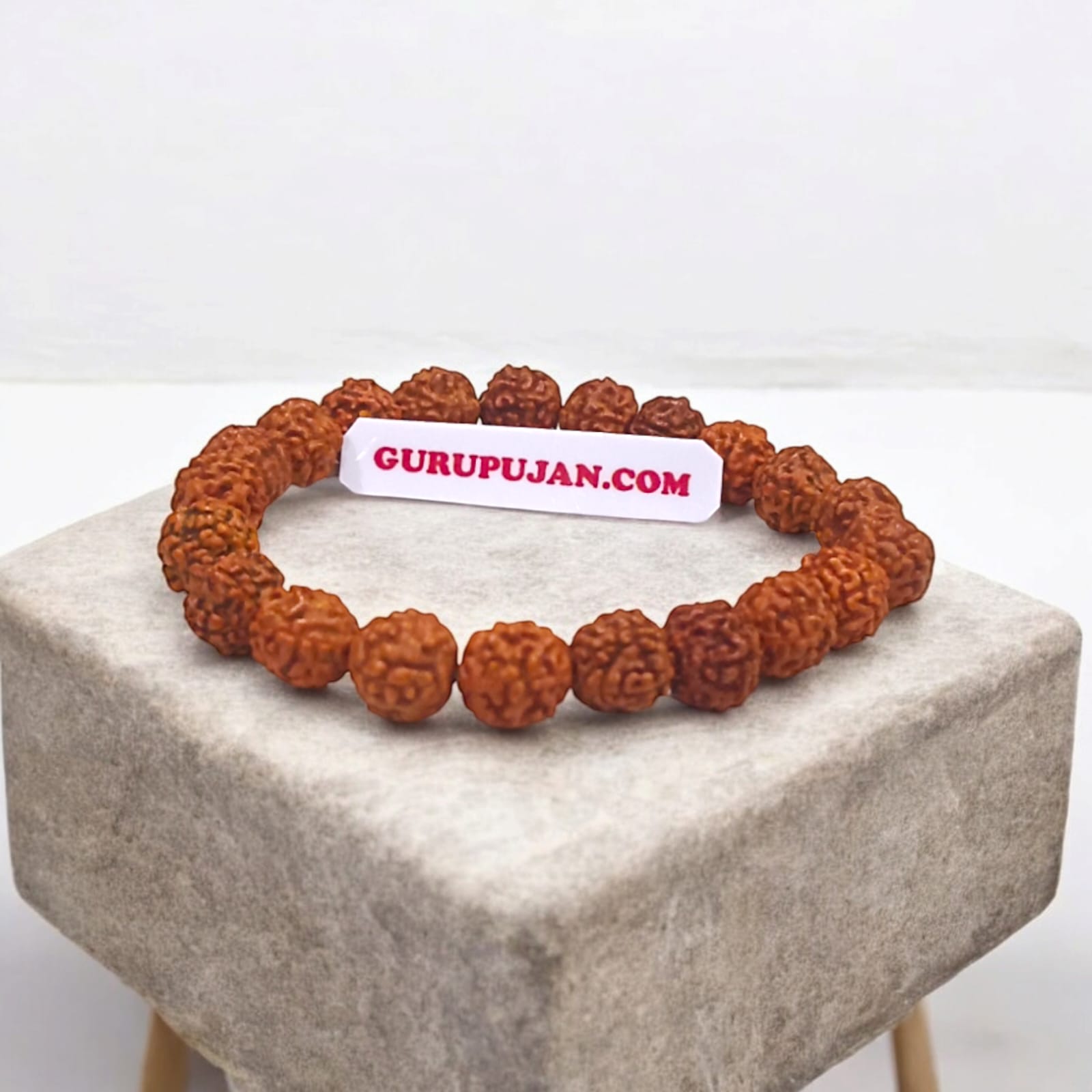 5 Mukhi Rudraksha Bracelet made with natural 8MM beads, lab certified, stretchable design, perfect for blessings of Shiva and daily wear.
