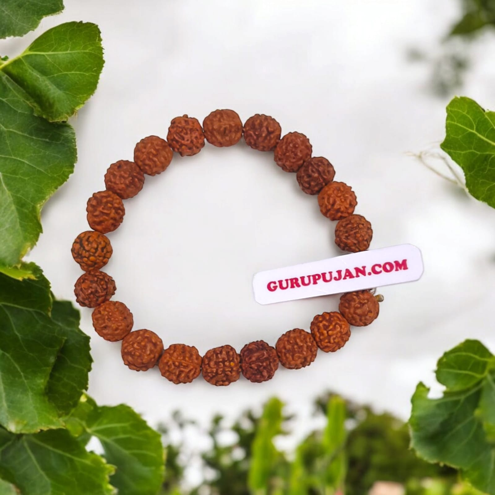 5 Mukhi Rudraksha Bracelet made with natural 8MM beads, lab certified, stretchable design, perfect for blessings of Shiva and daily wear.