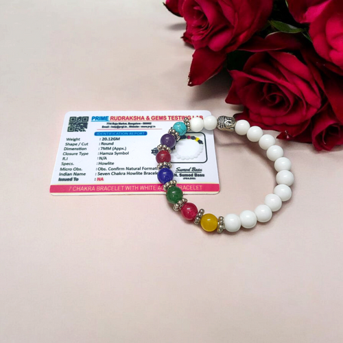 7 Chakra Howlite Bracelet – Spiritual Balance, Healing & Calm Energy