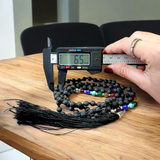 7 Chakra Mala with 6mm Lava and Agate Beads featuring Buddha Charm for Meditation and Healing