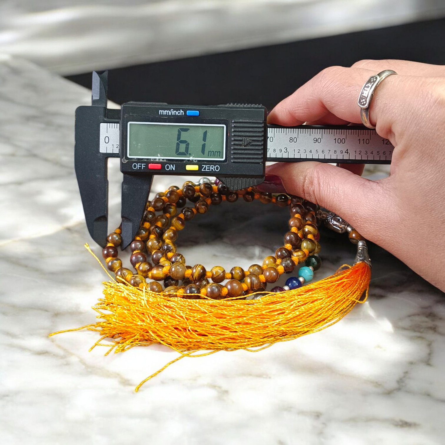 7 Chakra Mala with Tiger Eye, Agate Stones, and Buddha Charm – Lab Certified Meditation & Healing Beads