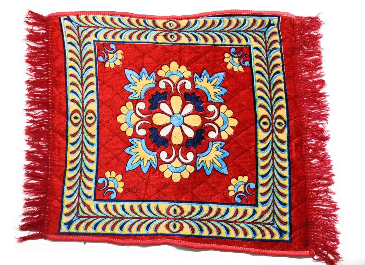 Combo of 5 Mukhi Rudraksha Mala & Red Pooja Aasan with Gomukhi Bag | Lab Certified