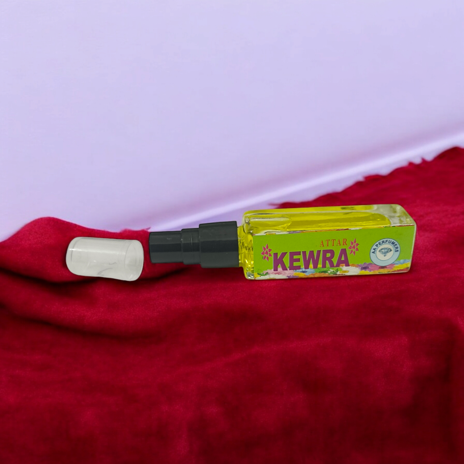 A 25ML bottle of Kewra Spray Attar, a premium, alcohol-free floral fragrance perfect for worship, meditation, and daily use, with divine qualities.