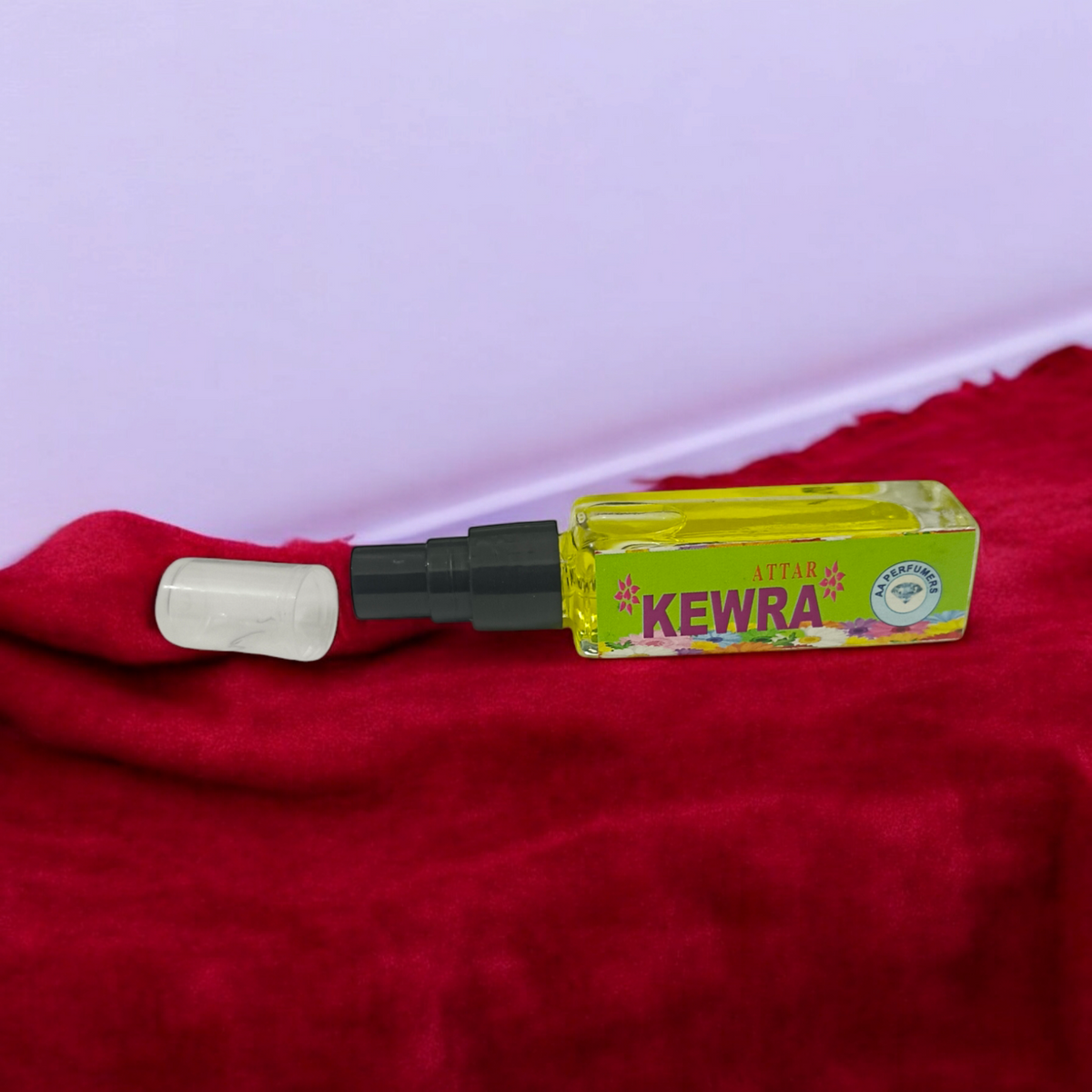 A 25ML bottle of Kewra Spray Attar, a premium, alcohol-free floral fragrance perfect for worship, meditation, and daily use, with divine qualities.