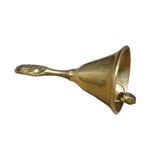 A 7cm Bajarng Balli Brass Hand Bell, crafted from pure brass, ideal for religious rituals, enhancing spiritual ambiance and inviting positive energy.