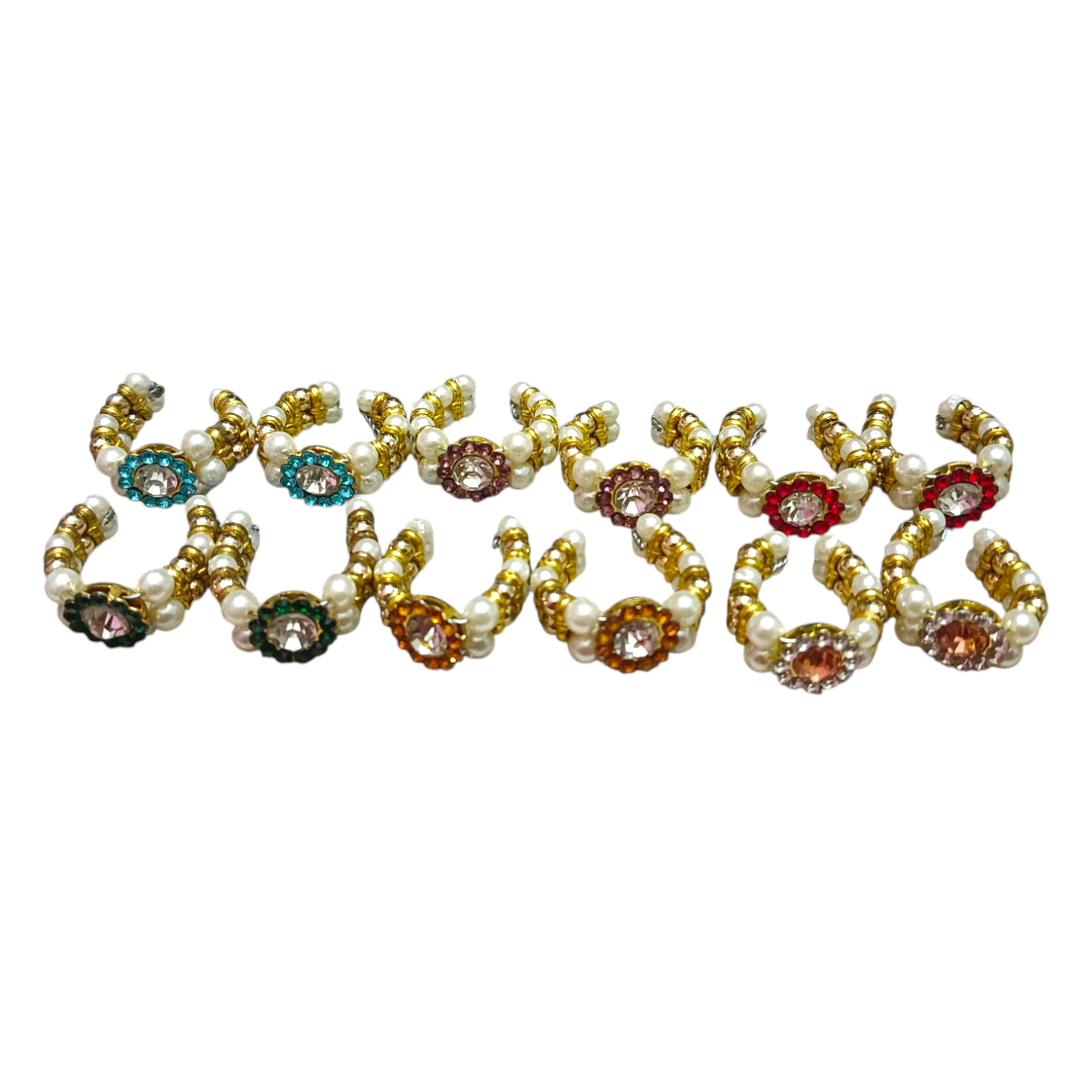 A Laddu Gopal Moti Kada Set, consisting of delicate pearl bracelets designed to adorn Krishna idols, adding divine beauty and elegance during worship and festivals.