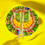 A Peacock Style Dress for Laddu Gopal idols, designed for size 1 No. Krishna idols, featuring intricate details and vibrant colors for a divine and regal appearance.