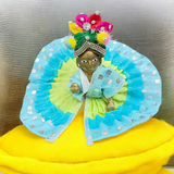 A Set of 4 Laddu Gopal Pagdis (crowns) designed for size 5 No. Krishna idols, perfect for adorning your Bal Gopal idol during worship and festivals.
