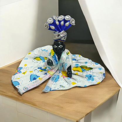 A Set of 6 Laddu Gopal Pagdis (crowns) designed for size 0 No. Krishna idols, perfect for adorning your Bal Gopal idol during daily worship, prayers, and festive occasions.