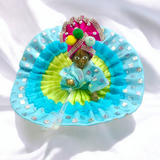 A Set of 6 Laddu Gopal Pagdis designed for size 4 No. Krishna idols, perfect for enhancing the appearance of your Bal Gopal idol during daily worship and festive occasions.