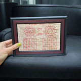 A Vyapaar Vridhi Yantra on Bhojpatra, framed for display, designed to attract business profit, wealth, and financial growth for business owners and entrepreneurs