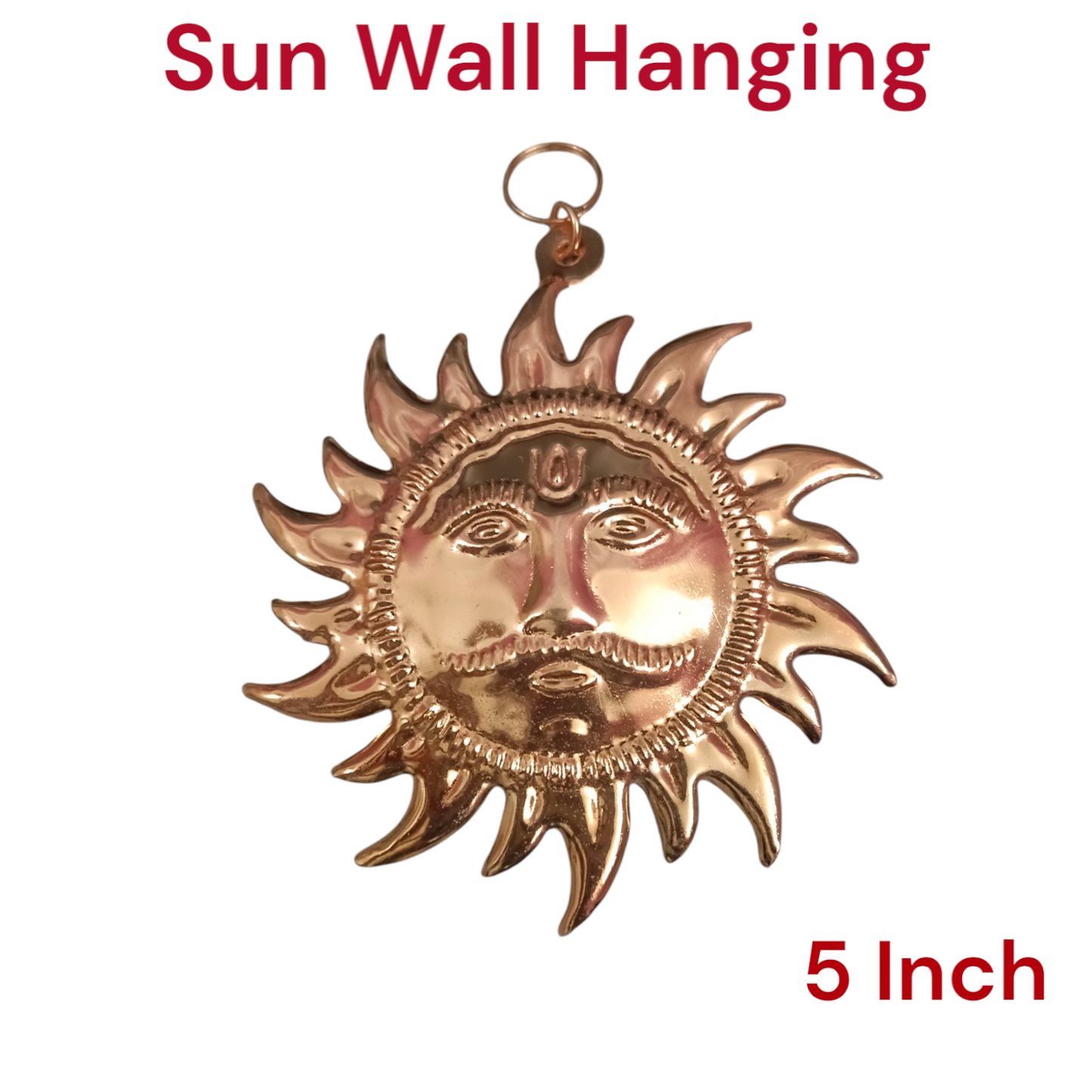 A Wall Hanging Sun made of pure copper with a golden finish, designed to protect from Vaastu dosh, Shani dosh, and accidents, while bringing positive energy and prosperity to your home or office