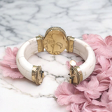 A beautiful Pink Agate Bracelet with an antique finish, designed for both men and women. The bracelet features soothing pink hues and calming properties, perfect for emotional healing.