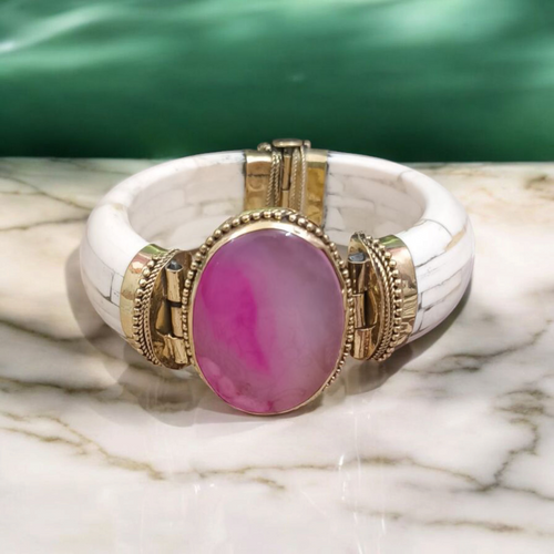 Pink Agate Bracelet – Pink Hakik Antique Bracelet for Men & Women