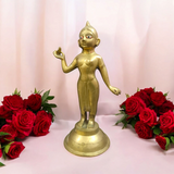 A beautiful Radha Rani idol crafted in 100% pure brass, symbolizing love, devotion, and grace for worship and spiritual growth.