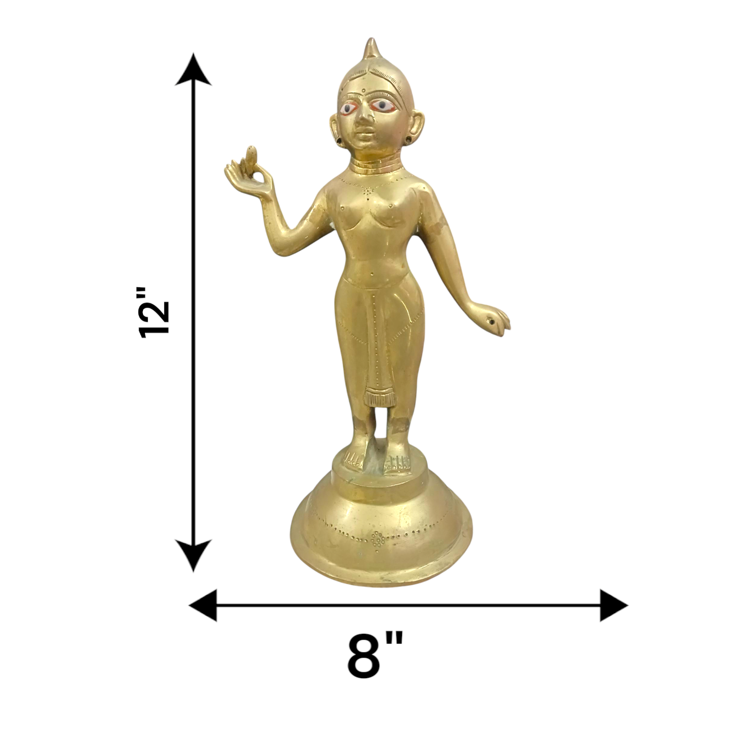 A beautiful Radha Rani idol crafted in 100% pure brass, symbolizing love, devotion, and grace for worship and spiritual growth.