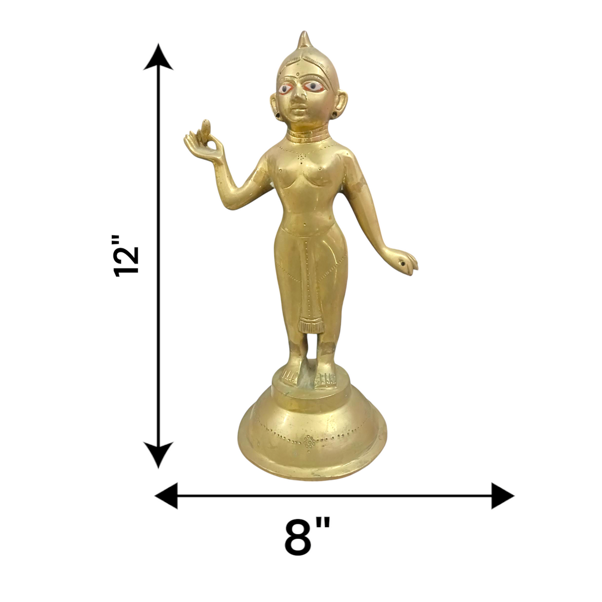 A beautiful Radha Rani idol crafted in 100% pure brass, symbolizing love, devotion, and grace for worship and spiritual growth.