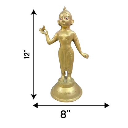 A beautiful Radha Rani idol crafted in 100% pure brass, symbolizing love, devotion, and grace for worship and spiritual growth.