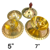 A beautifully crafted Brass Akhand Jyot with Borosilicate Glass, designed to burn desi ghee smoothly and safely, symbolizing spirituality and purity.