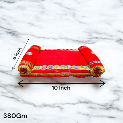 A beautifully crafted Laddu Gopal Singhasan Bed, ideal for Bal Gopal idols, adding a divine touch to your spiritual space.
