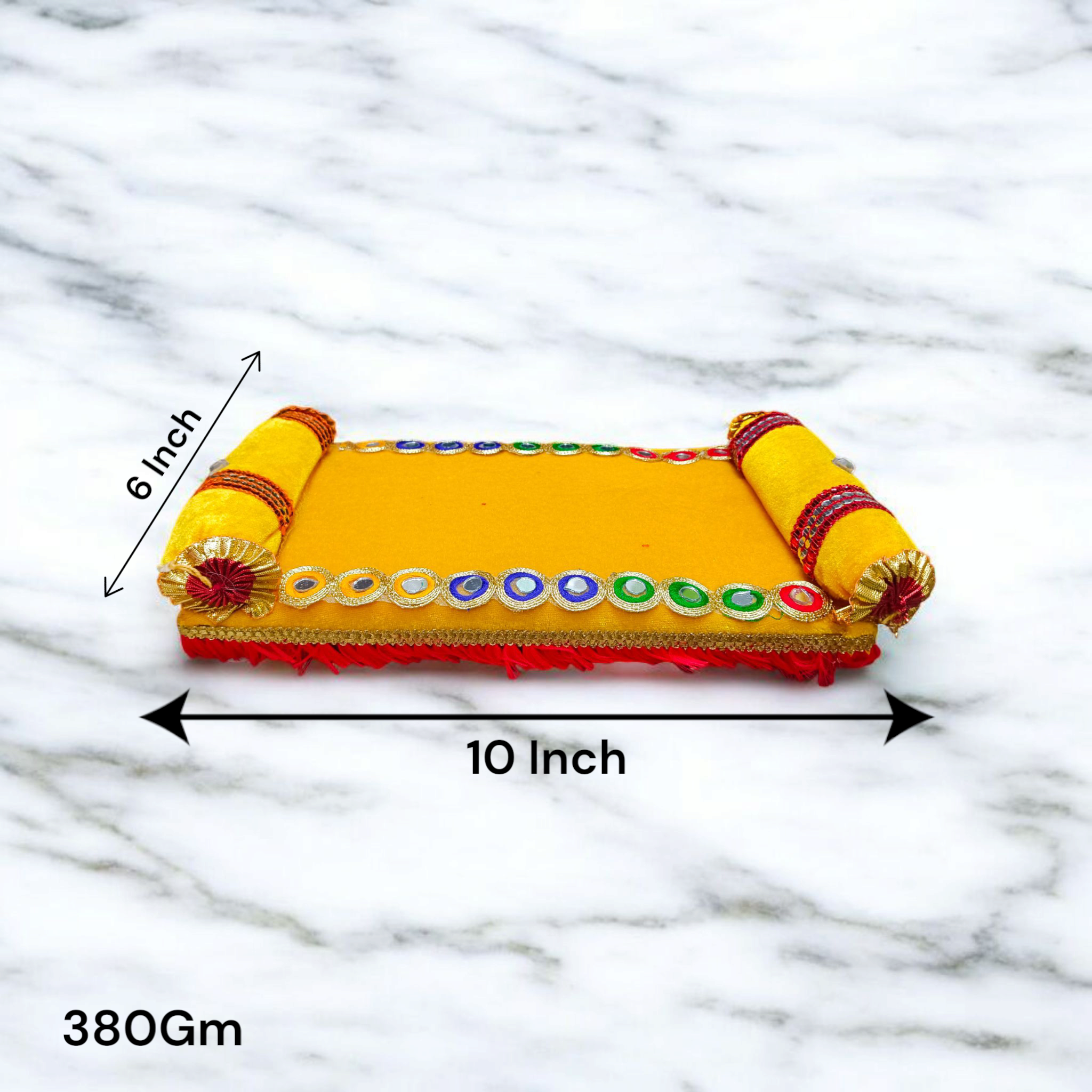 A beautifully crafted Laddu Gopal Singhasan Bed, ideal for Bal Gopal idols, adding a divine touch to your spiritual space.