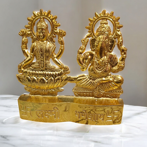 Laxmi Ganesh Metal Statue for Worship | Auspicious Puja Idol