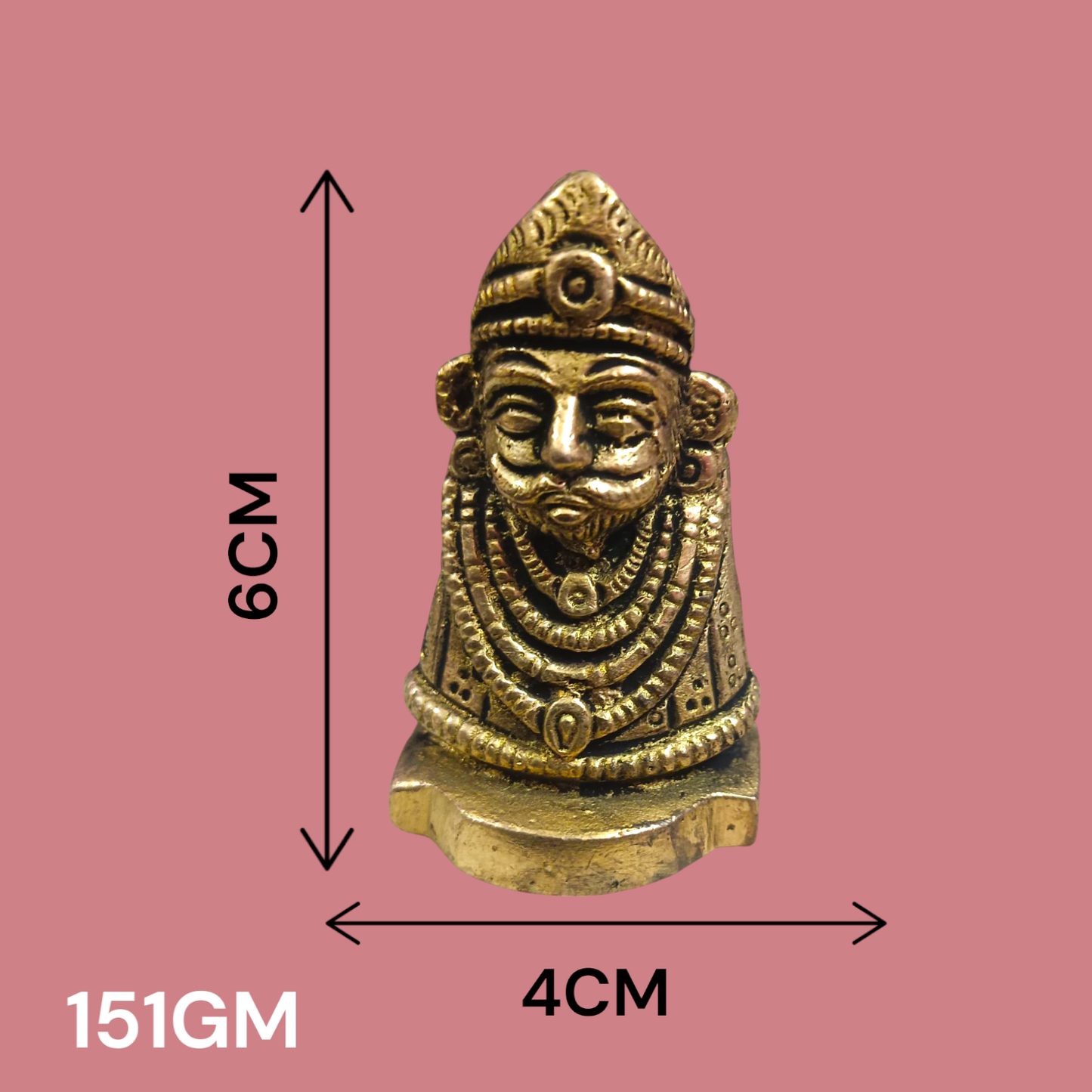 A beautifully crafted Pure Brass Khatu Shyam Idol with intricate details and a polished brass finish, symbolizing blessings of prosperity and protection.