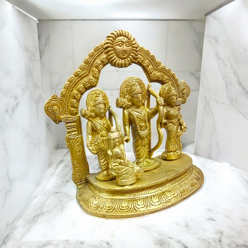 Ram Darbar Brass Idol | Lord Ram, Sita, Laxman & Hanuman – 100% Brass – Gurupujan