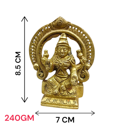 A beautifully crafted brass murti of Goddess Lakshmi, featuring intricate details and a golden finish, symbolizing wealth and prosperity.